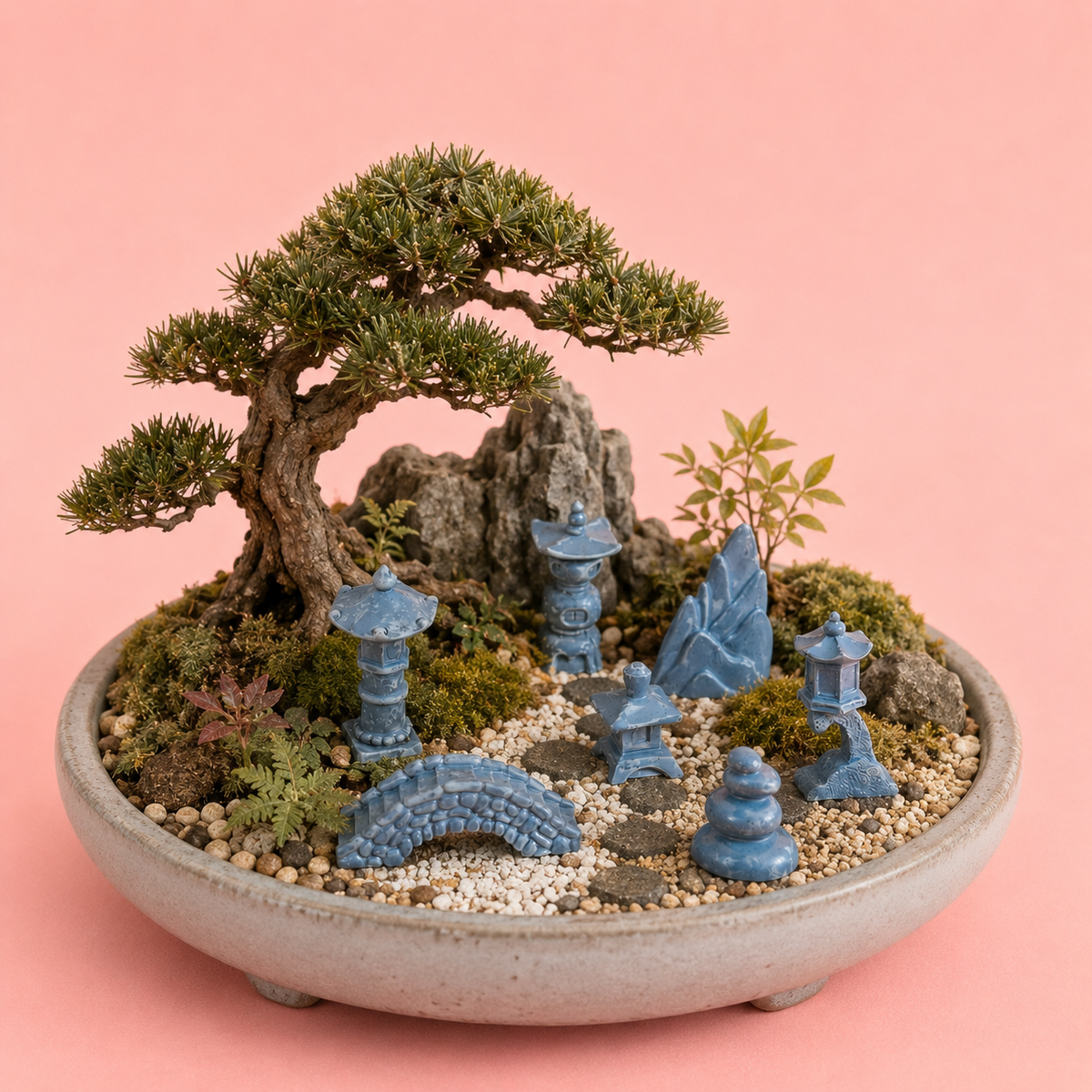 Mini Japanese Zen Garden Ornament Set – 7 Piece Bonsai & Terrarium Decoration Collection