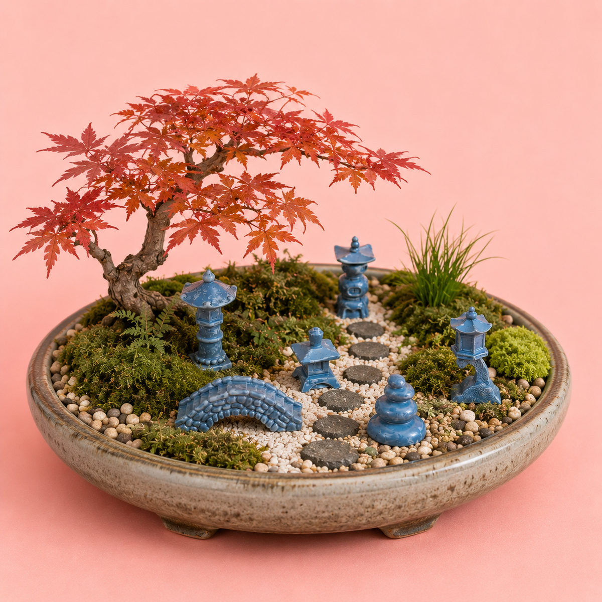 Mini Japanese Zen Garden Ornament Set – 7 Piece Bonsai & Terrarium Decoration Collection