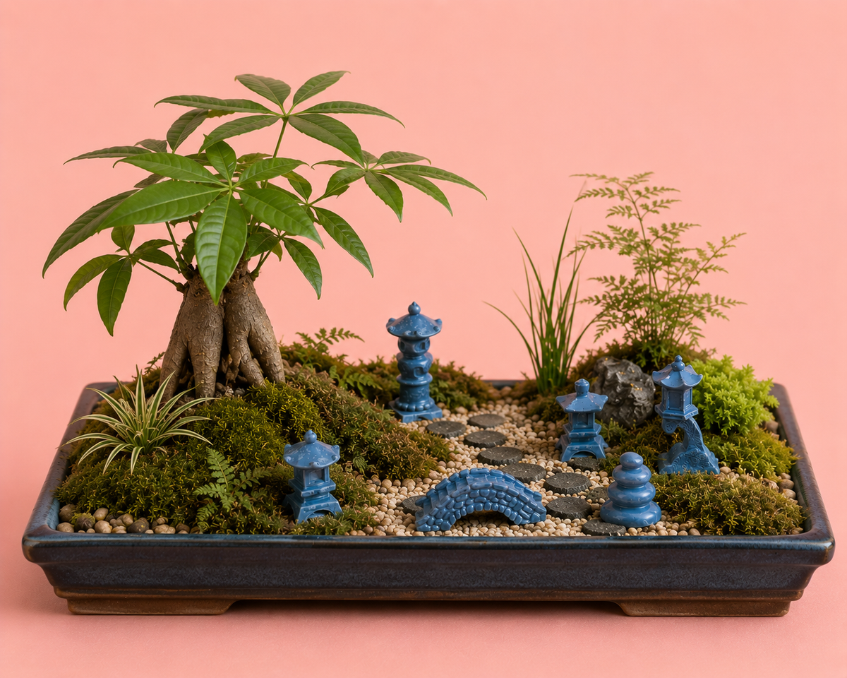 Mini Japanese Zen Garden Ornament Set – 7 Piece Bonsai & Terrarium Decoration Collection