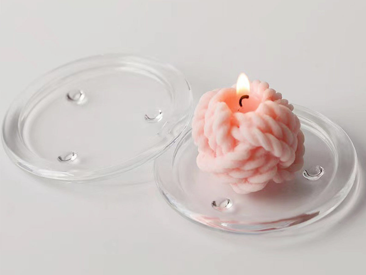 Clear Glass Candle Plates, Pillar Candle Holder Plates
