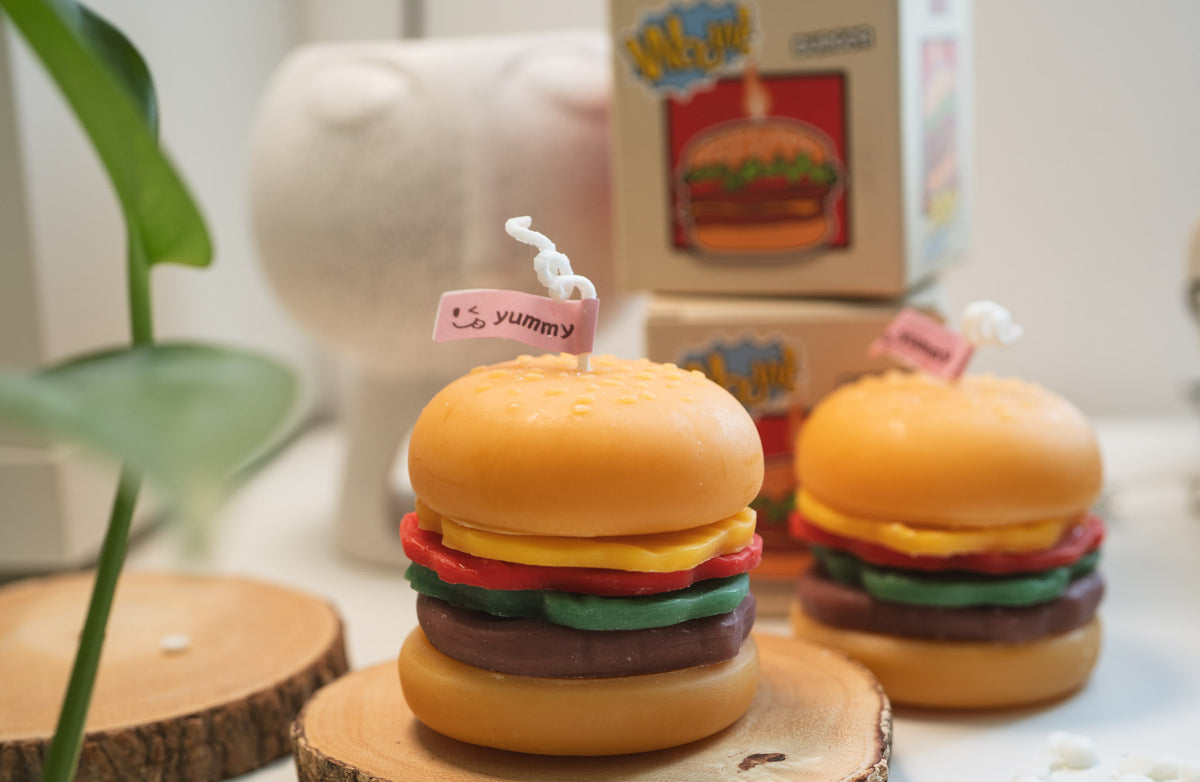 Burger Shaped Candles, Soy Wax Scented Candles